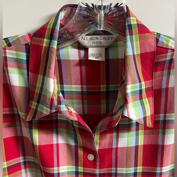 Allison Daley Plaid Blouse  14 P - Picture 12 of 12